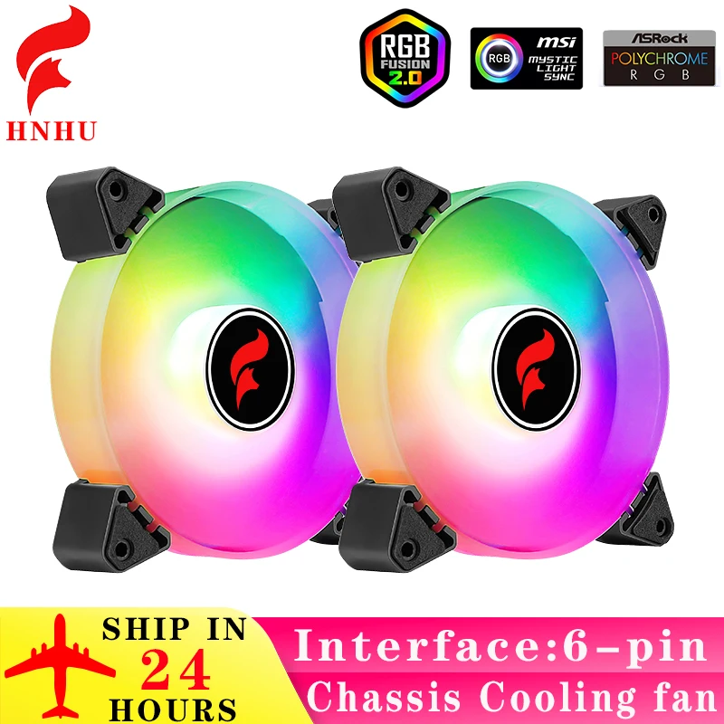 HNHU Air-Cooler 120mm PC Computer Case Processor Fan Cooling 6 Pin RGB Cooler Hole Spacing 105mm 12cm Mute Fan Ventilador DC12V