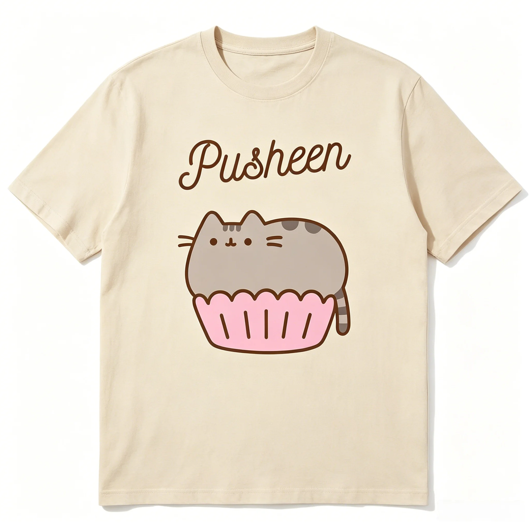 Pusheen Katze Reines Baumwoll-T-Shirt mit Katzenmuster Bedruckte Kleidung 2026 Sommer Übergroße Herren- und Damen-Streetwear Y2k-Stil – Detail 9