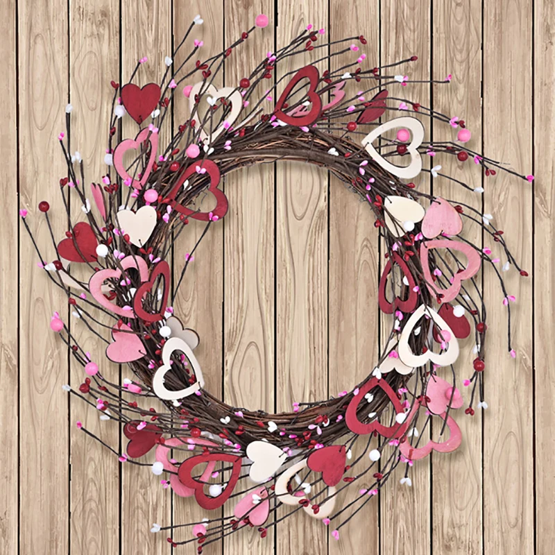 Valentine's Day Vine Wreath Decoration Valentine's Day Love Door Hanging Door Number Party Decoration Supplies Simulation Wreath