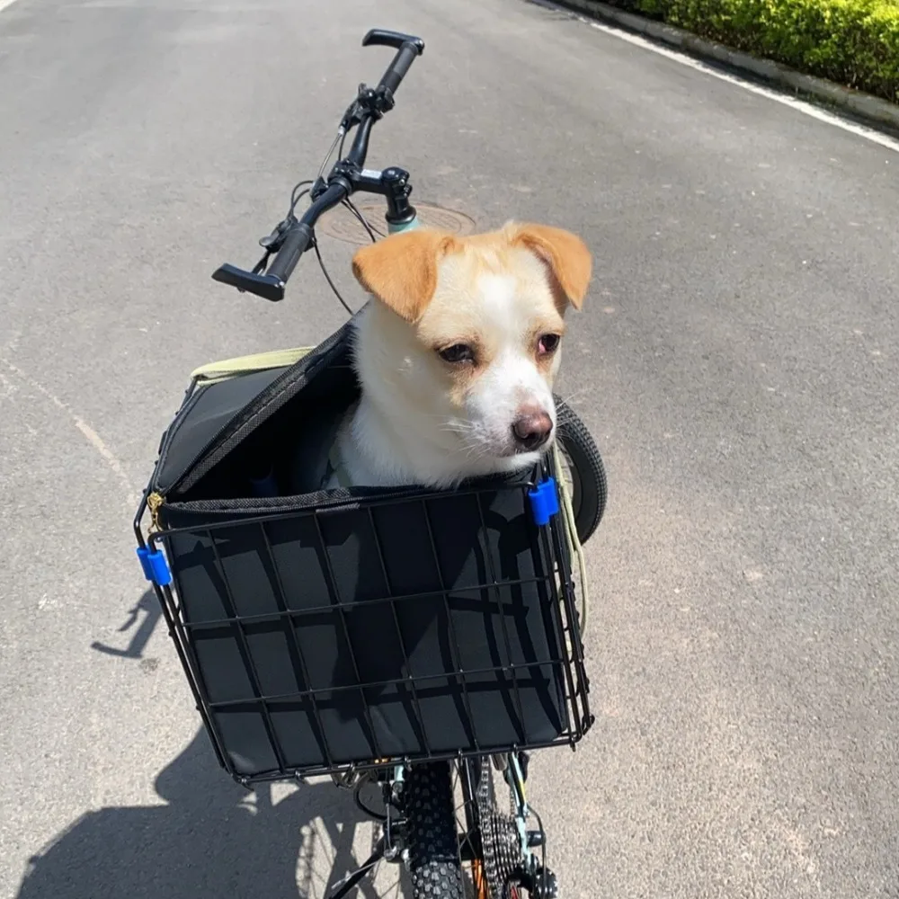 Foldable Bike Rear Pet Carrier Basket Waterproof Lined Inner Bag Bicycle Storage Crate for Dog Outdoor Riding Max 30kg Load