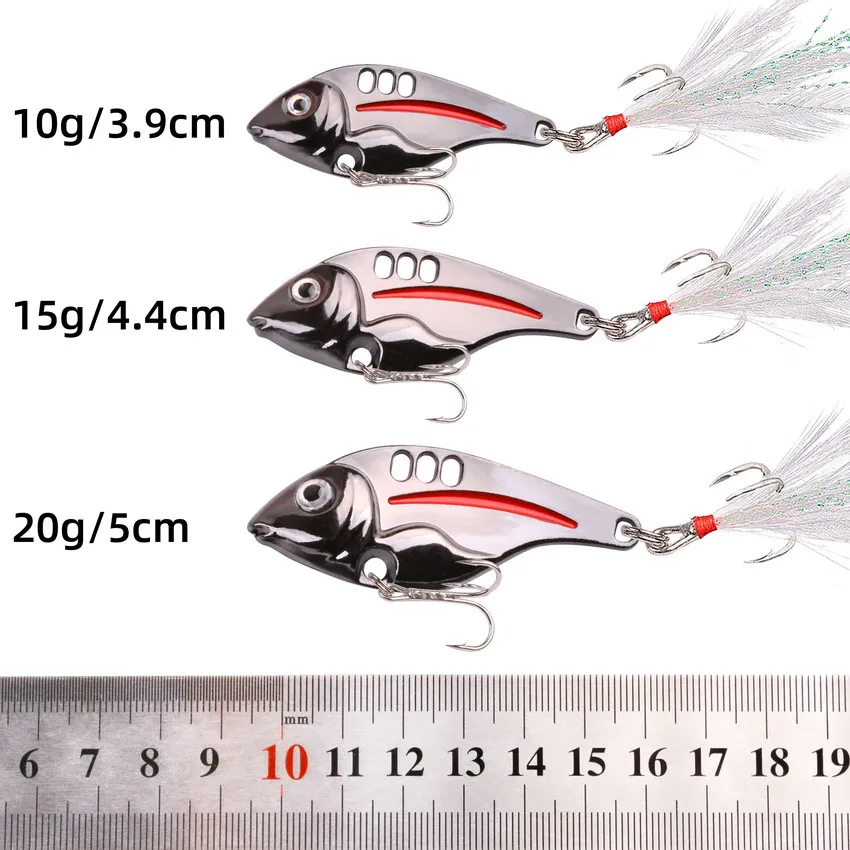 Winter VIB Vibrations Metal Spoon Fishing Lures 10g 15g 20g Artificial Hard Bait With Treble Hook Cicada Bass Pesca Tackle