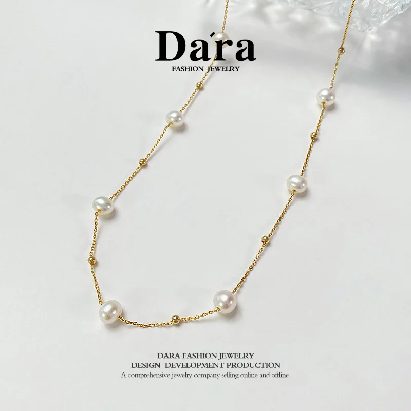 Freshwater pearl necklace with 6-7mm pearls, a luxurious and elegant daily gift choice for women