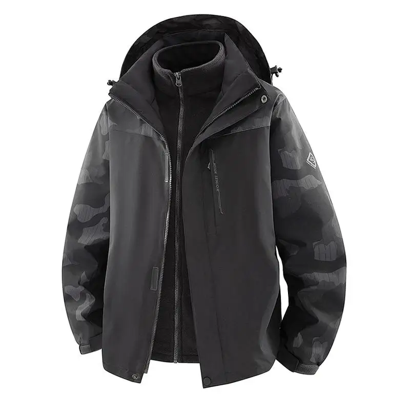 

Outdoor Detachable Fleece Inner Liner Three In One Assault Suit With Logo Printed Casual Workwear Hiking And Camping Jacket