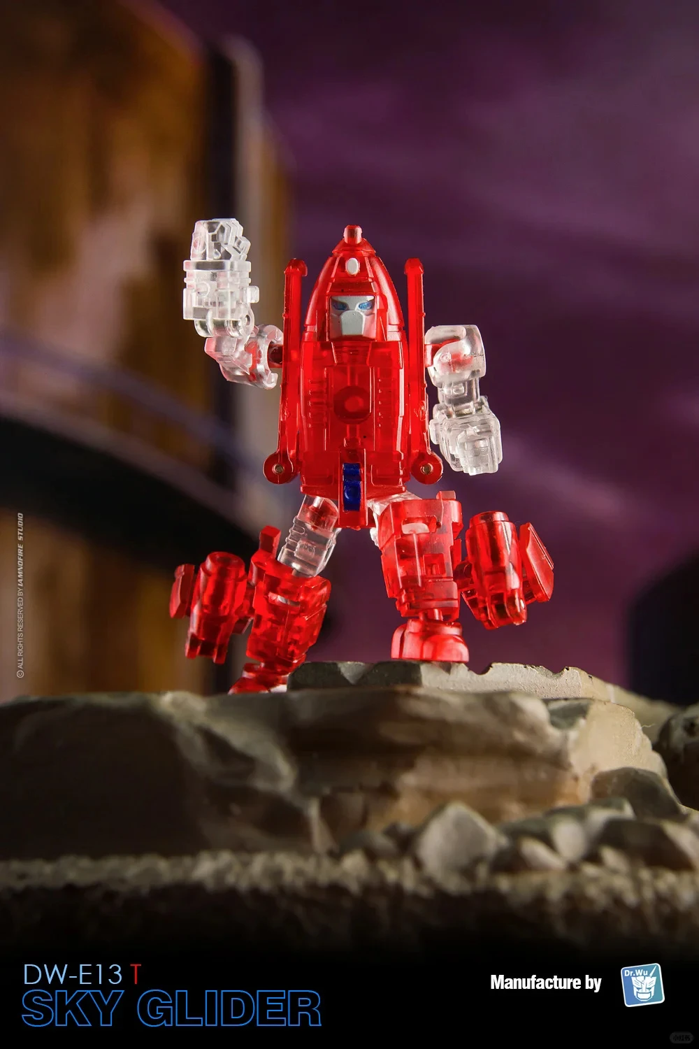 Dr.Wu DW-E40T Red Tank & DW-E13T Sky Glider Transparent Version Small Scale Transform Robot Action Figure Toy Set