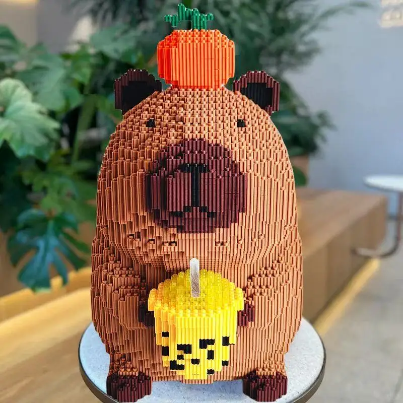 3836 قطعة من ألعاب كاريبارا الكرتونية لشاي البرسيمون اللطيفة، بلاستيك، لغز تجميع النماذج، مناسبة لتزيين الحفلات والغرفة #5