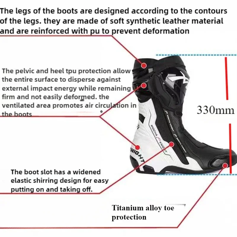 MOCHA KNIGHT Motorcycle Track Riding Boots CE Certification Professional Racing Off-road Botas Men Women BENKIA Supertech Boots