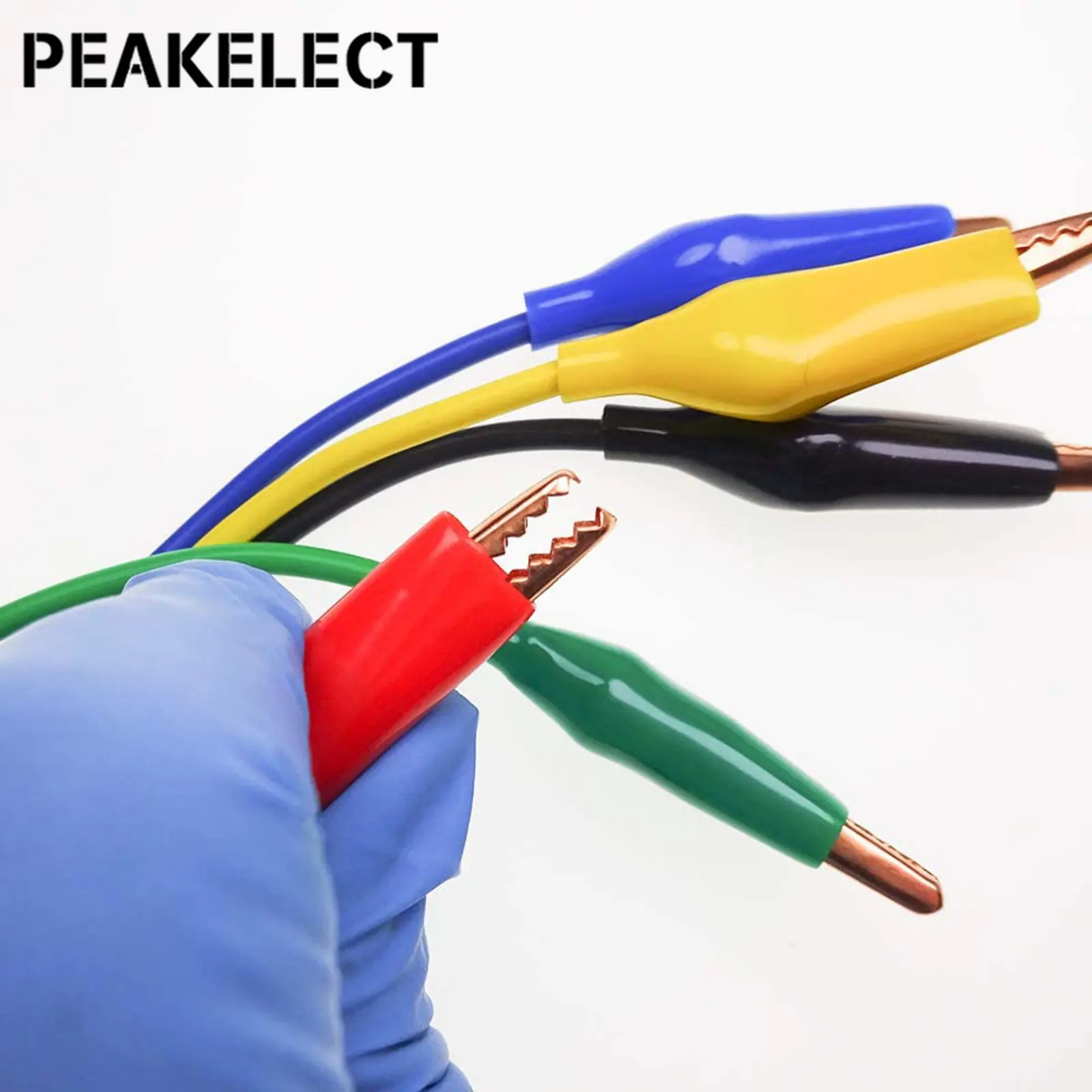 Peakelect-cables de prueba para multímetro, Cable de prueba duradero para multímetro de 1M, 5 piezas, 4mm, enchufe Banana apilable a pinza de cocodrilo de cobre rojo, P1044