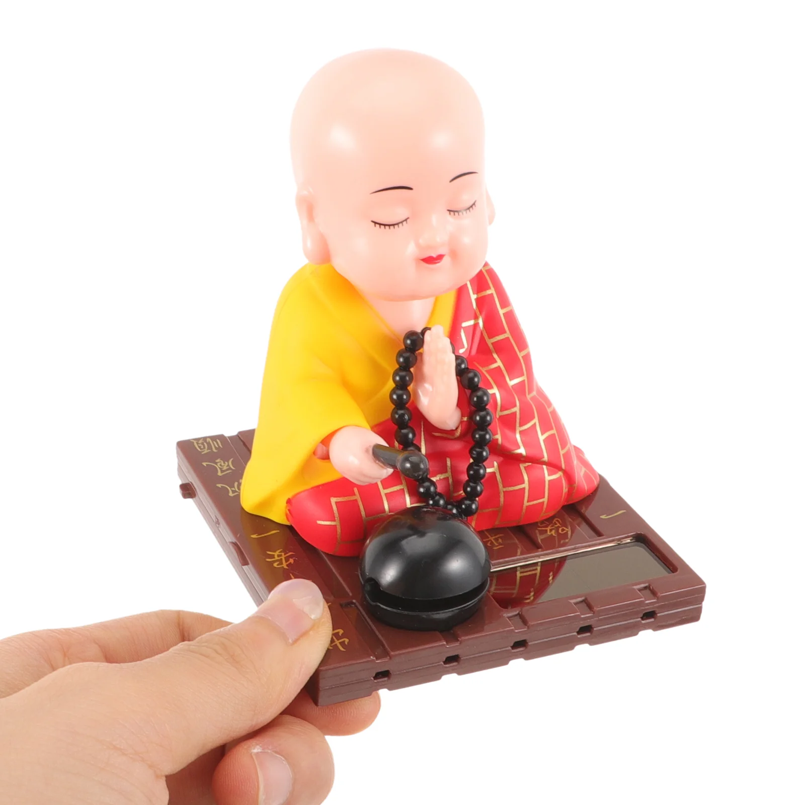 Ornaments Car Dashboard Monk Figurines Nodding Head Statue Bobblehead Figure Solar Shaking Little Toys Dancing Automotive