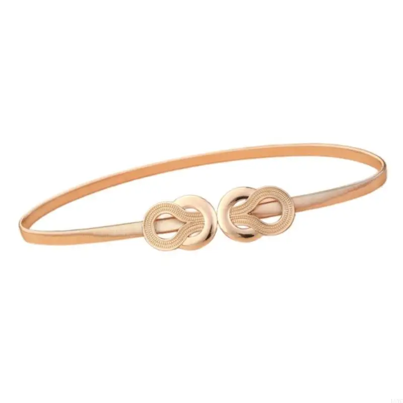 

L5YC Delicate Metal Stretch Belt Adjustable Thin Waistband For Women Dresses