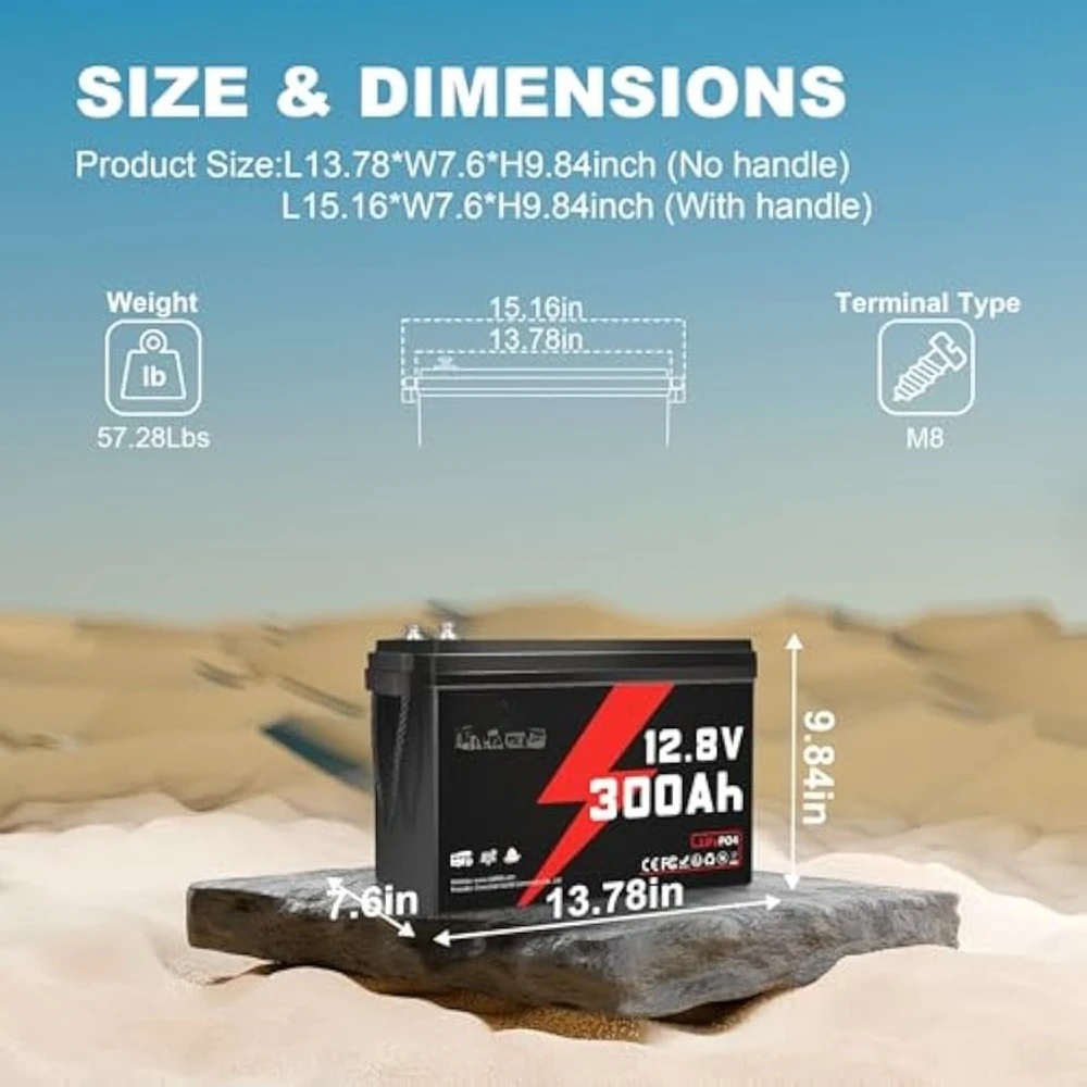 12V 300Ah LiFePO4 リチウム電池 200A BMS 3840Wh 充電式バッテリー 15000 ディープサイクル 低温充電対応 完璧