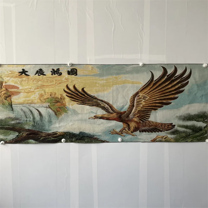 Chinese Old Color Brocade 'Dapeng' Embroidery Artwork Decorative Home Decor Piece Traditional Cultural Wall Hanging