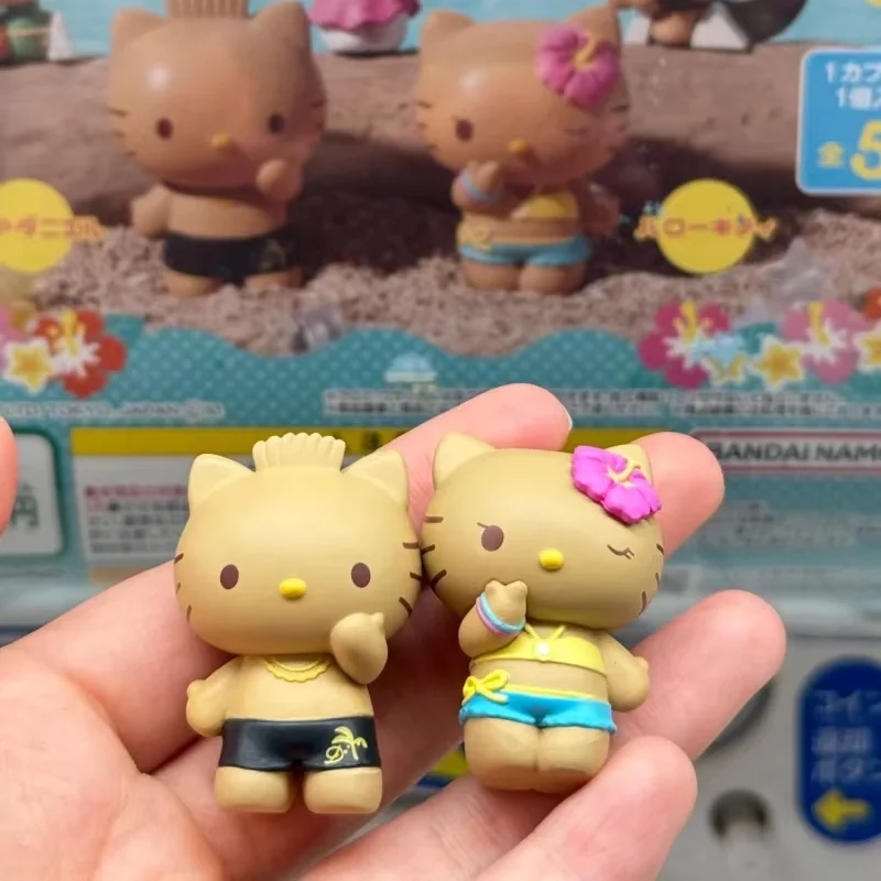 정품 반다이 가샤폰 산리오 캐릭터 여름 휴가 헬로 키티 쿠로미 멜로디 다니엘 장난감 선물 수집용 모델 장식품