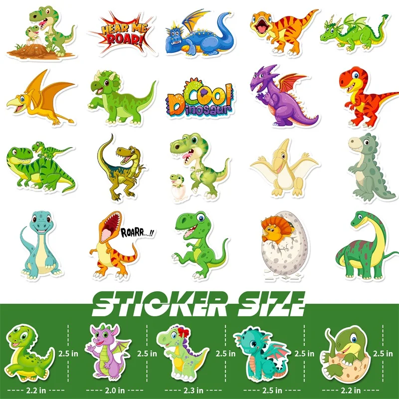 10/30/50PCS Cartoon Dinosaur PVC Sticker Aesthetic Decoration Scrapbooking Korean Stationery DIY Hand Accounting Tools Supplies