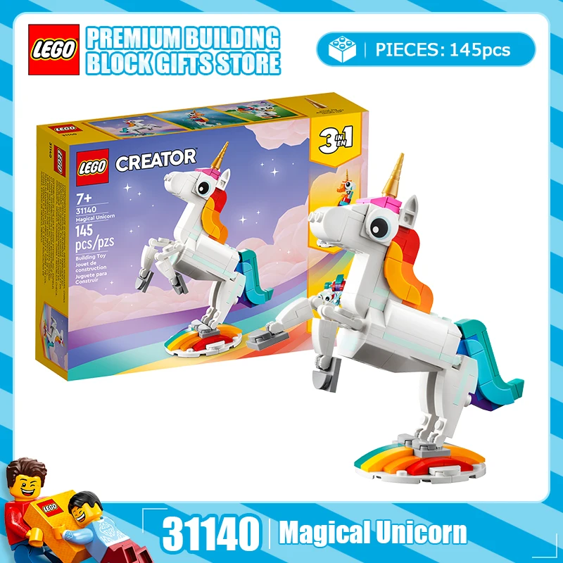 

Lego 3-в-1 серия 31140 31145 Радужный единорог детская игрушка-головоломка мужская и женская кукла в сборе детская игрушка в подарок