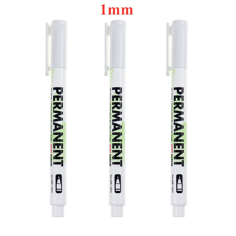 1/3/5 Stück weiße Markierungsstifte, 1,0 mm, 2,0 mm, schnell trocknend, permanent, ölig, wasserfest, Farbe, Reifenmarkierungen, Graffiti-Stifte