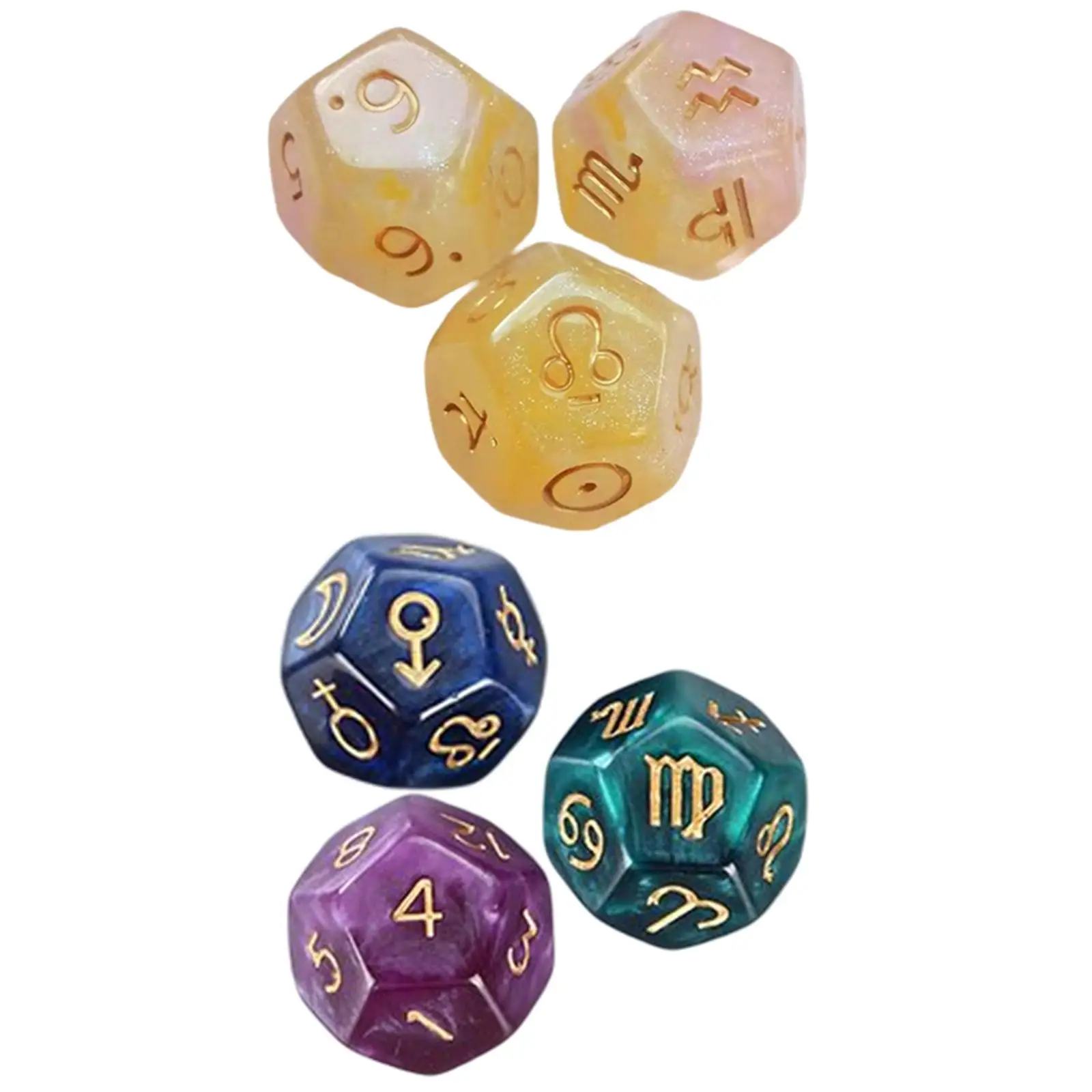 3Pcs Resin Pearl Astrological Dice Leisure and Entertainment Toys Constellation