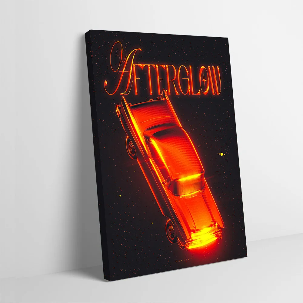 Afterglow Car in Space Poster Customizable Printed Canvas Painting Wall Art Gift for Modern Living Room Pictures Bathroom Decor