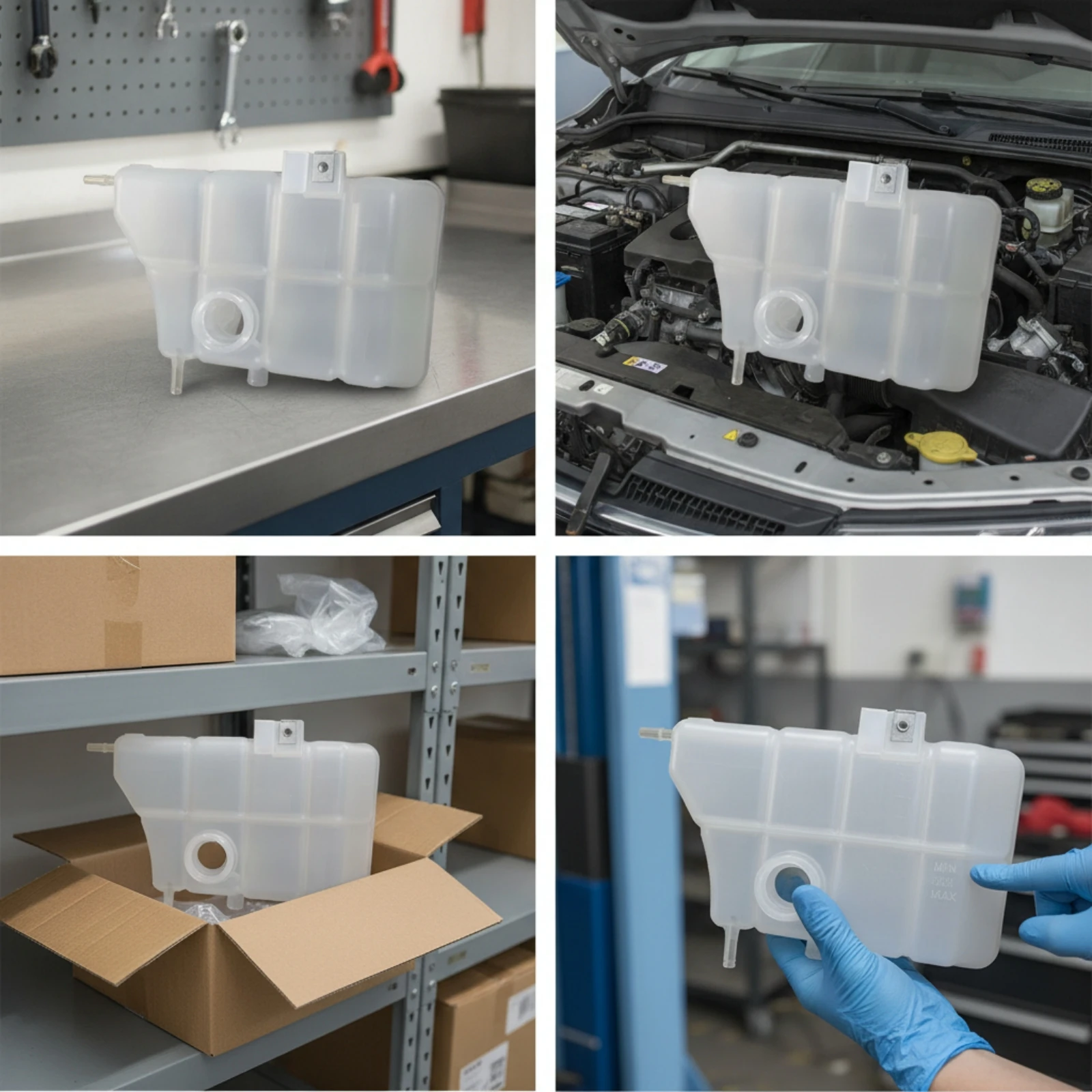 Coolant Reservoir Tank Translucent Coolant Overflow Tank Non-Pressurized Airtight for Mechanics, Automotive Repair, Engine Bay