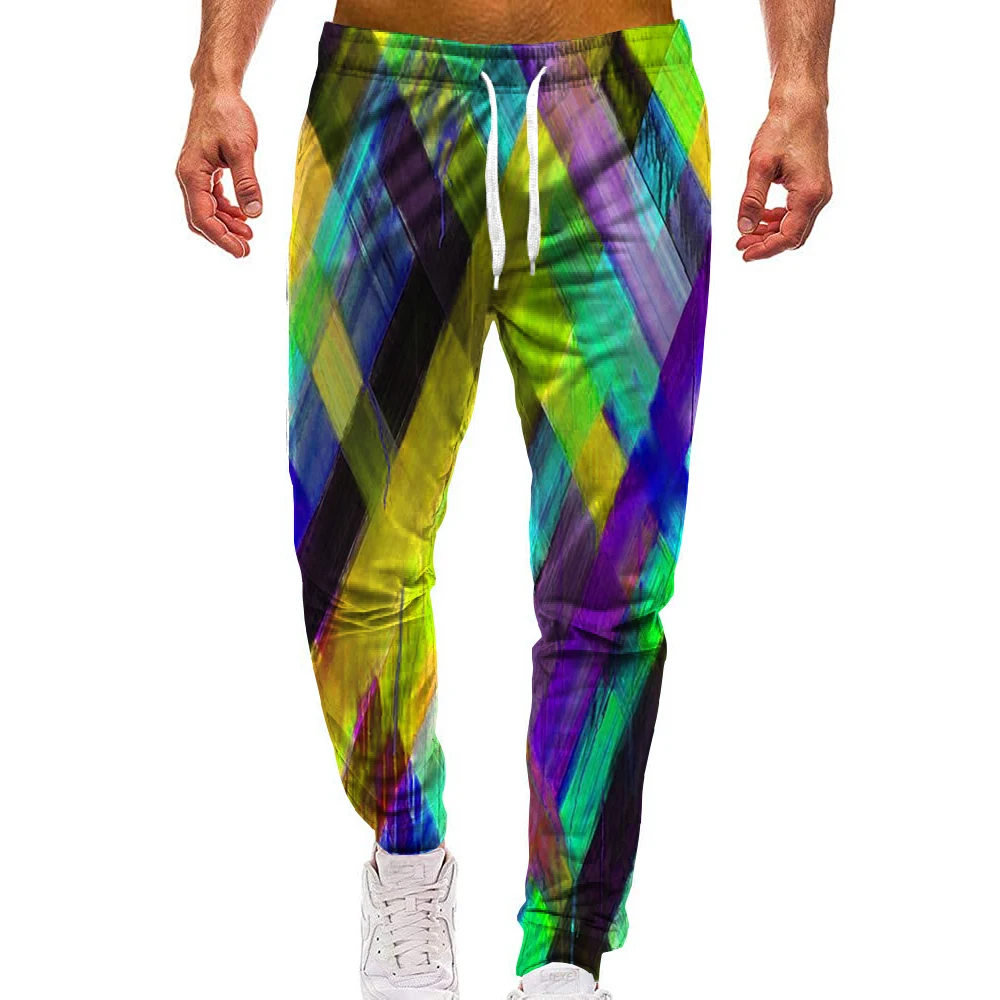 Men's Trousers Rainbow Colorful Pattern Hawaiian Pants Beach Pants Drawstring Elastic Waist 3D Print Graphic Prints Comfort