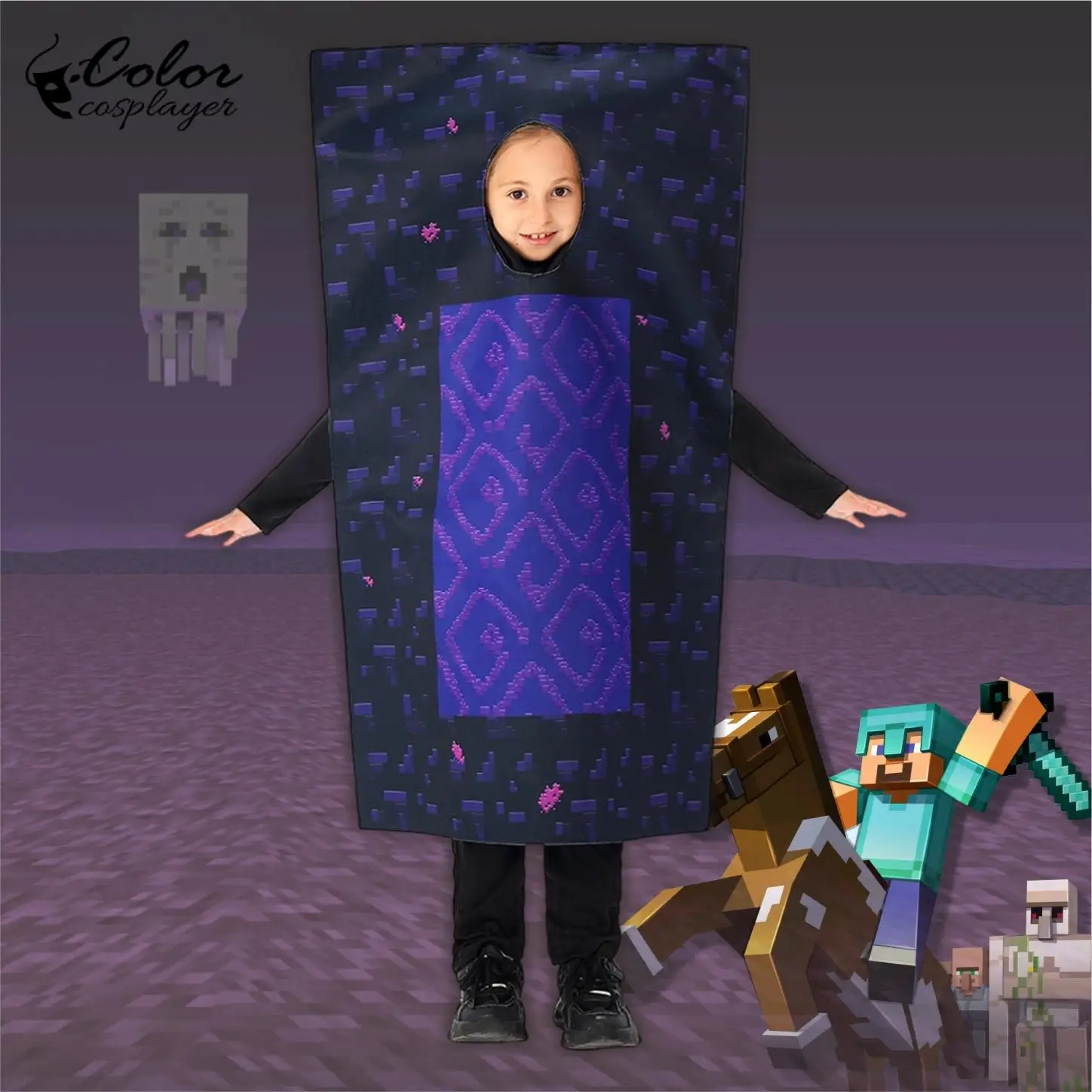 زي تنكري للعبة My World Nether Kids فستان مضحك لزي الأداء الحرفي للأطفال والكبار بدلة حفلات الهالوين