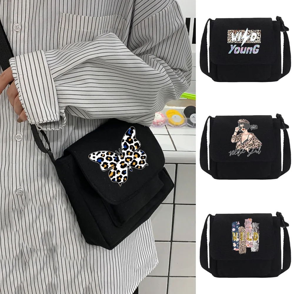 

2024 Canvas Shoulder Crossbody Bag Youth Fashion Casual Version Messenger Bags Wild Print Organizer Simple Women Travel Handbag