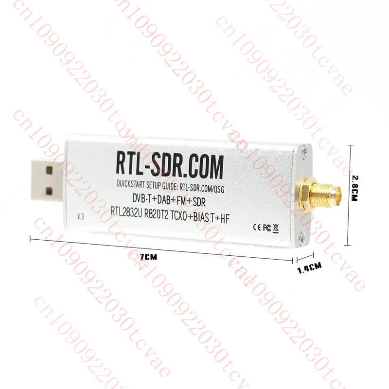 

500KHZ -1766MHz RTL-SDR SDR Receiver RTL V3 R820T2 + RTL2832U 1PPM TCXO + BIAS T + HF SMA RTLSDR Software Defined Radio