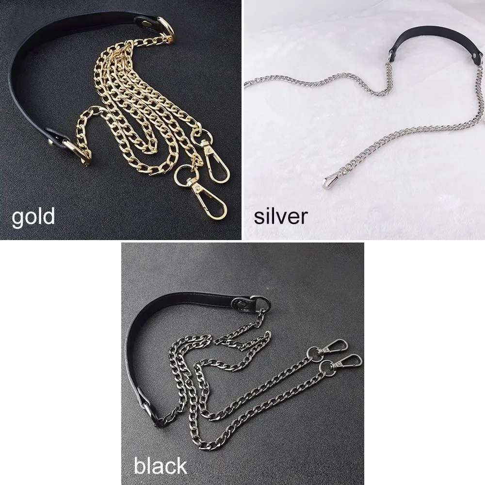 120cm Women Metal Bag Chains Replacement PU Leather Shoulder Bag Straps Purse Chain Belt for DIY Handbag Handles Accessories