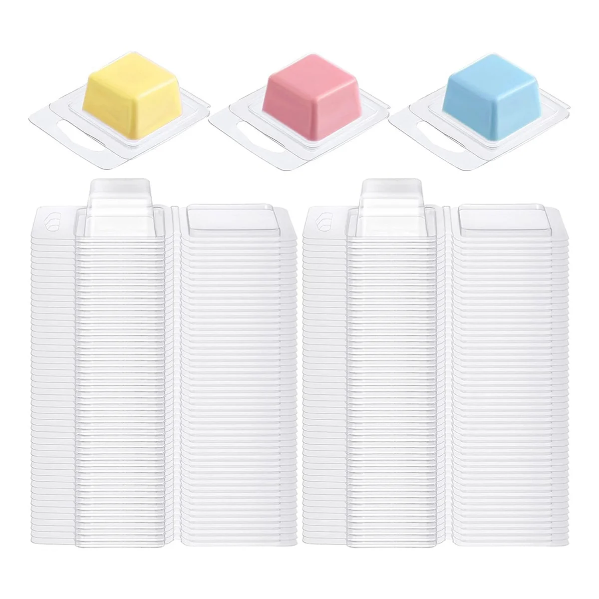 Новинка, 200 шт., формы для расплава воска, прозрачные квадратные формы для свечей на 1 унцию для DIY шоколадных конфет, восковые свечи безickless, изготовление мыла