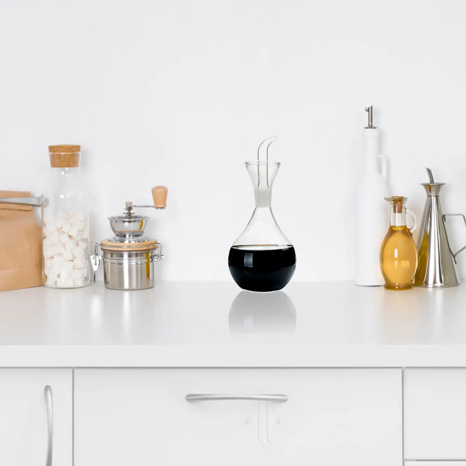 

1Pcs Glass Oil Dispenser Premium Kitchen Supply Seasoning Bottle Transparent Easy Wash Oil Dispenser Condiment Pot