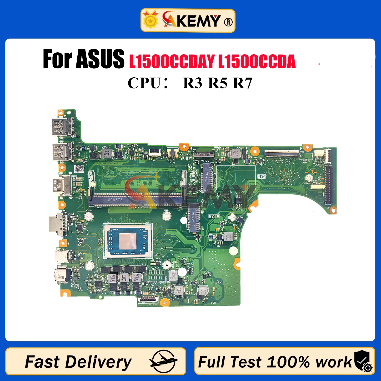 

L1500CDAY Материнская плата для ноутбука ASUS VivoBook L1500CD L1500CCDAY L1500CCDA Материнская плата для ноутбука с процессором R3 R5 R7 113% пробы ОК