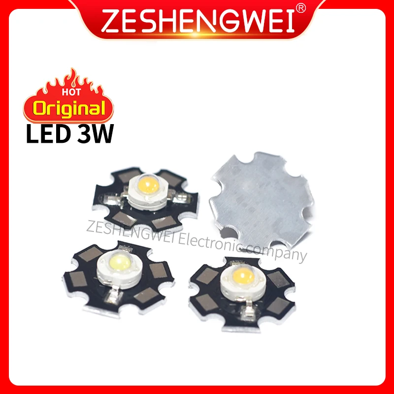 2 Stuks 3W Led Lamp Kraal Met Aluminium Plaat Benadrukken High-Power Led Light-Emitting Diode Rood wit Geel Groen Blueblack Ster