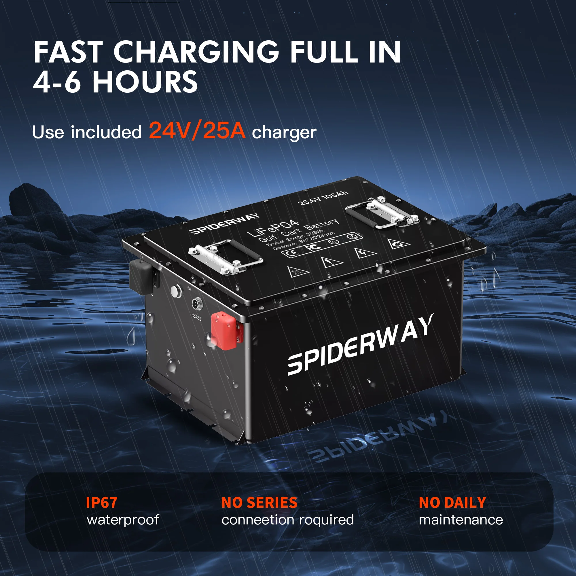 بطارية ليثيوم LiFePO4 24 فولت (25.6 فولت) 150 أمبير في الساعة مع شاحن 25 أمبير 200 أمبير BMS 6000+ دورة لحامل المطارد من كوشمان دقيقة #4