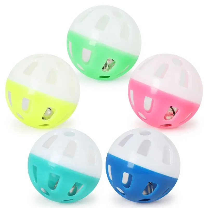 5pcs/lot Cat Ball Toy With Jingle Bell Inside Kitten Toys Pet Cat Teaser Colorful Balls Toy For Cats Diameter 3.8 cm