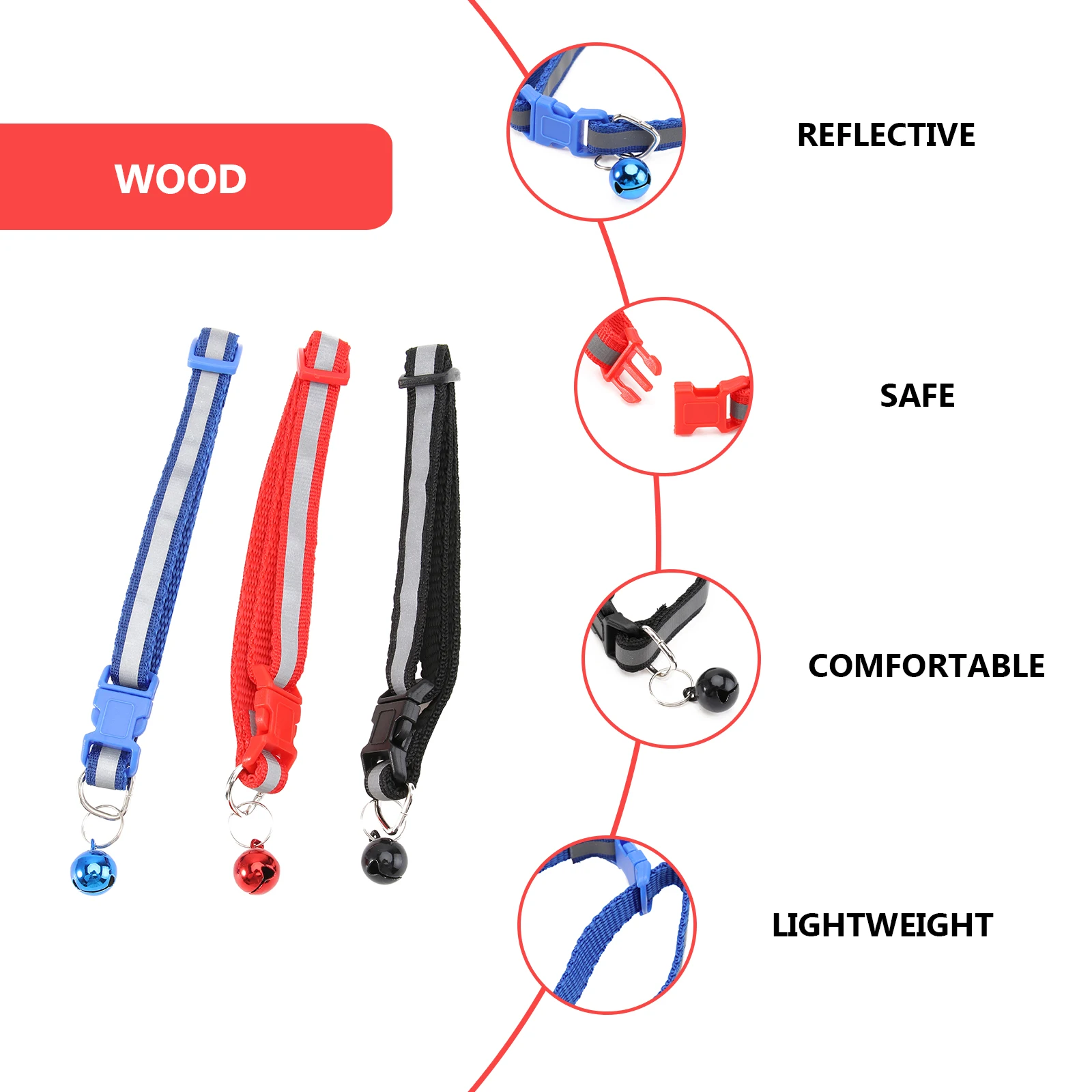 

3 Pcs Reflective Collar Sturdy Pet Luminous Dog Adjustable for Night Safety Cats