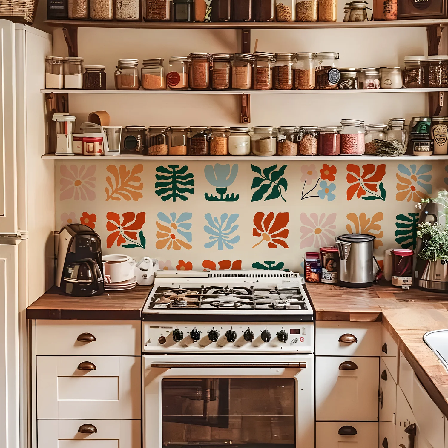 Boho Style Tile Sticker Traditional DIY Murals,Tile Waterproof Oil Proof Removable Decals for Bathroom & Kitchen Backsplash