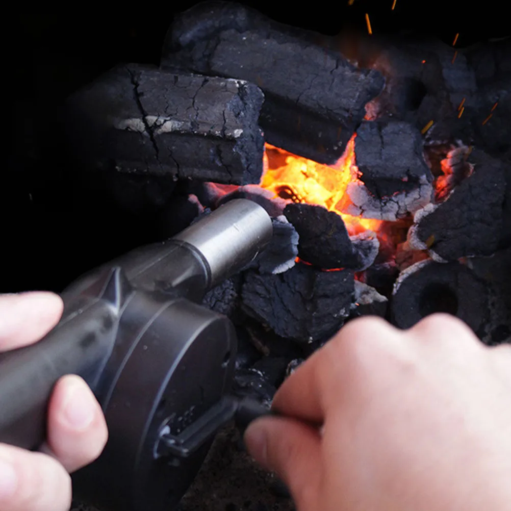 

H Crank Barbecue Fan Portable Outdoor Camping Blower BBQ Lighter Fire Tool ABS Iron Material Air Blower For Daily Use