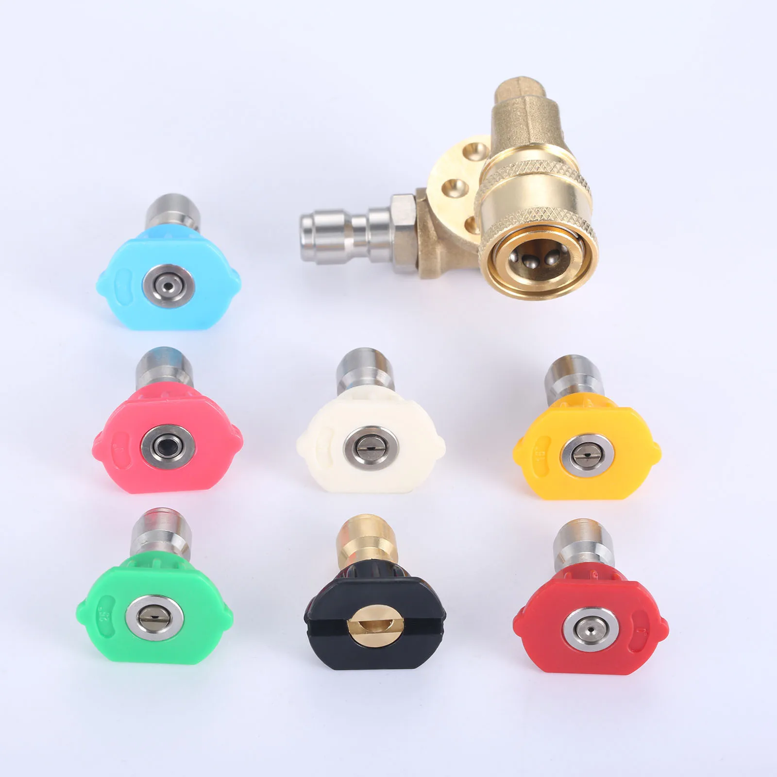 8Pcs/set Universal Power Pressure Washer Spray Nozzle Tips w/Quick Connect Pivot Adapter Coupler 180 Degrees w/5 Rotation Angles