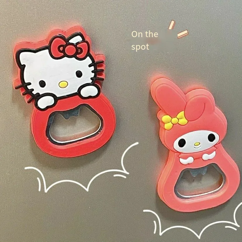 Sanrio Series Hello Kittle Bottle Opener Beauty Refrigerator Sticker Melody Cute Soda Beer Starter Creative Magnetic Portable