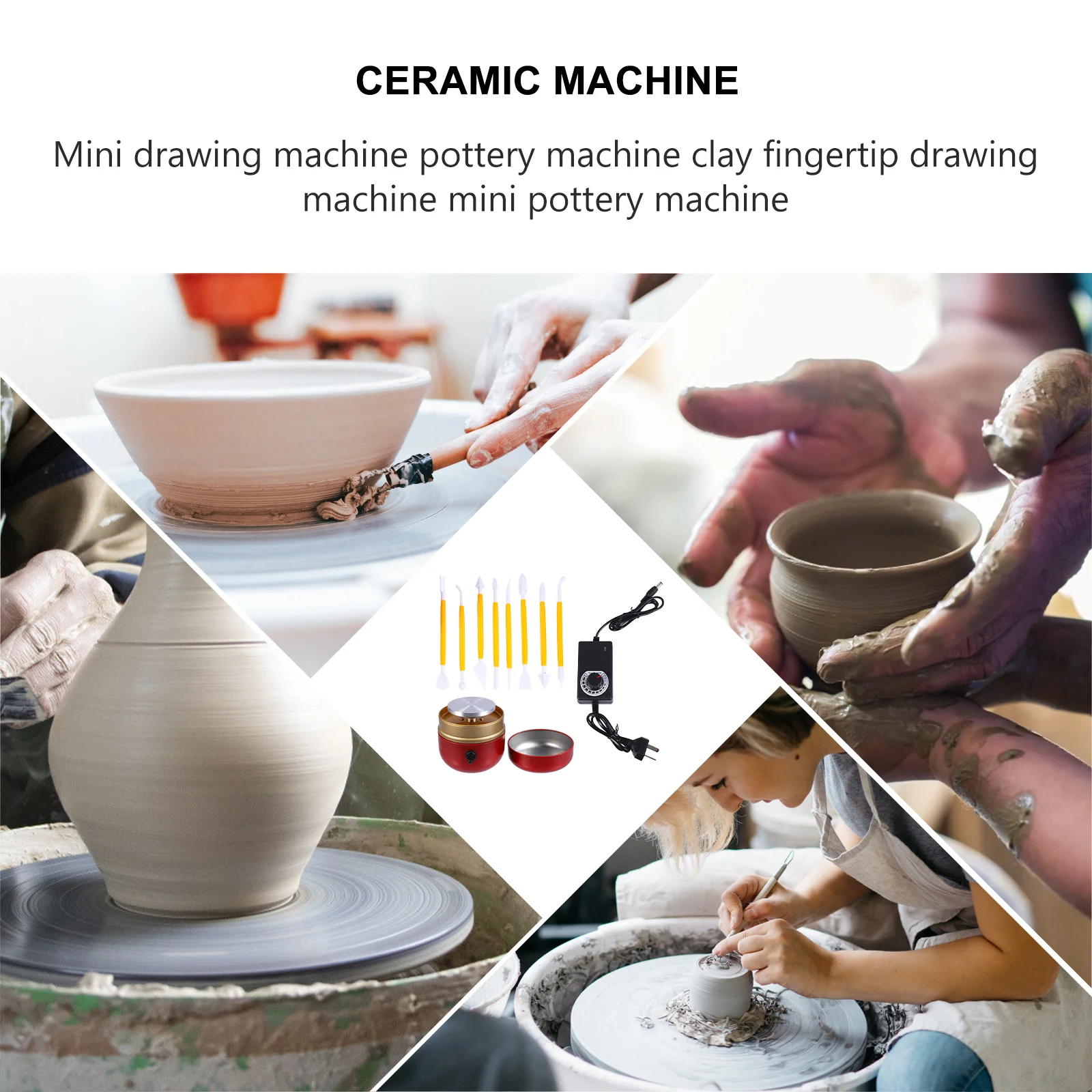 

1 set 1 Set Mini Pottery Machine Compact Electric Pottery Wheel For Clay Making Diy Ceramic Art Craft Kids Starter Kit Tools