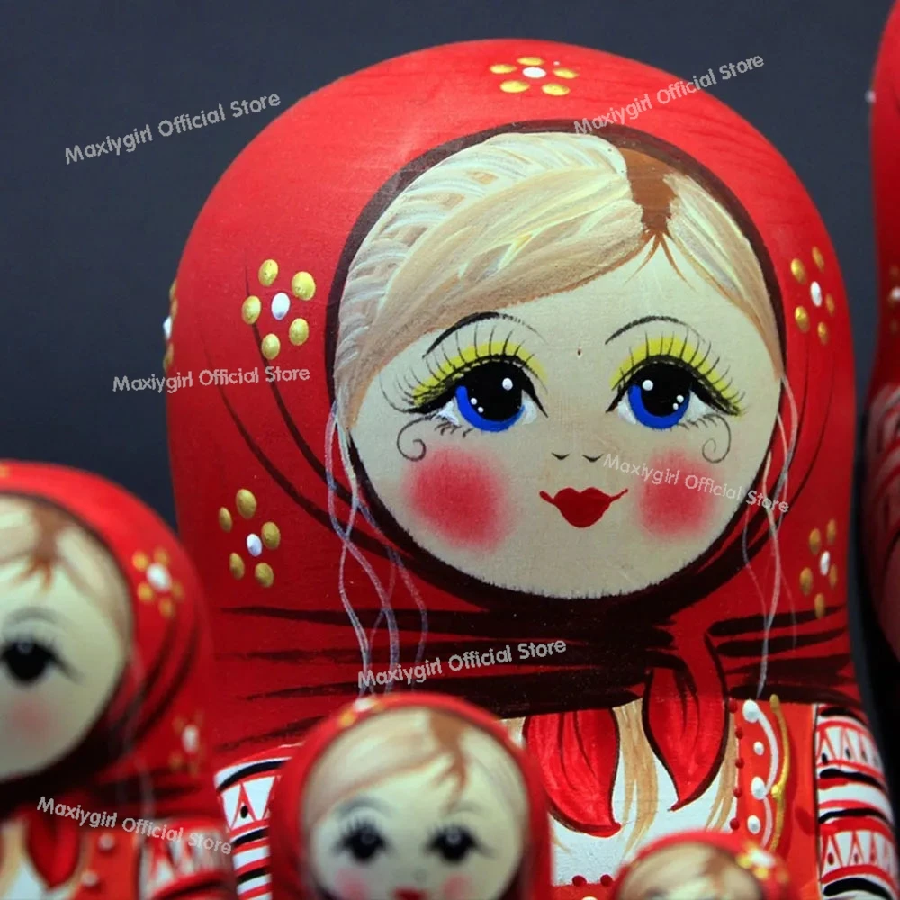 7 قطعة/المجموعة الروسية التعشيش الدمى شيك ماتريوشكا الخشب التراص متداخلة للأطفال سطح المكتب ديكور هدايا عيد الميلاد