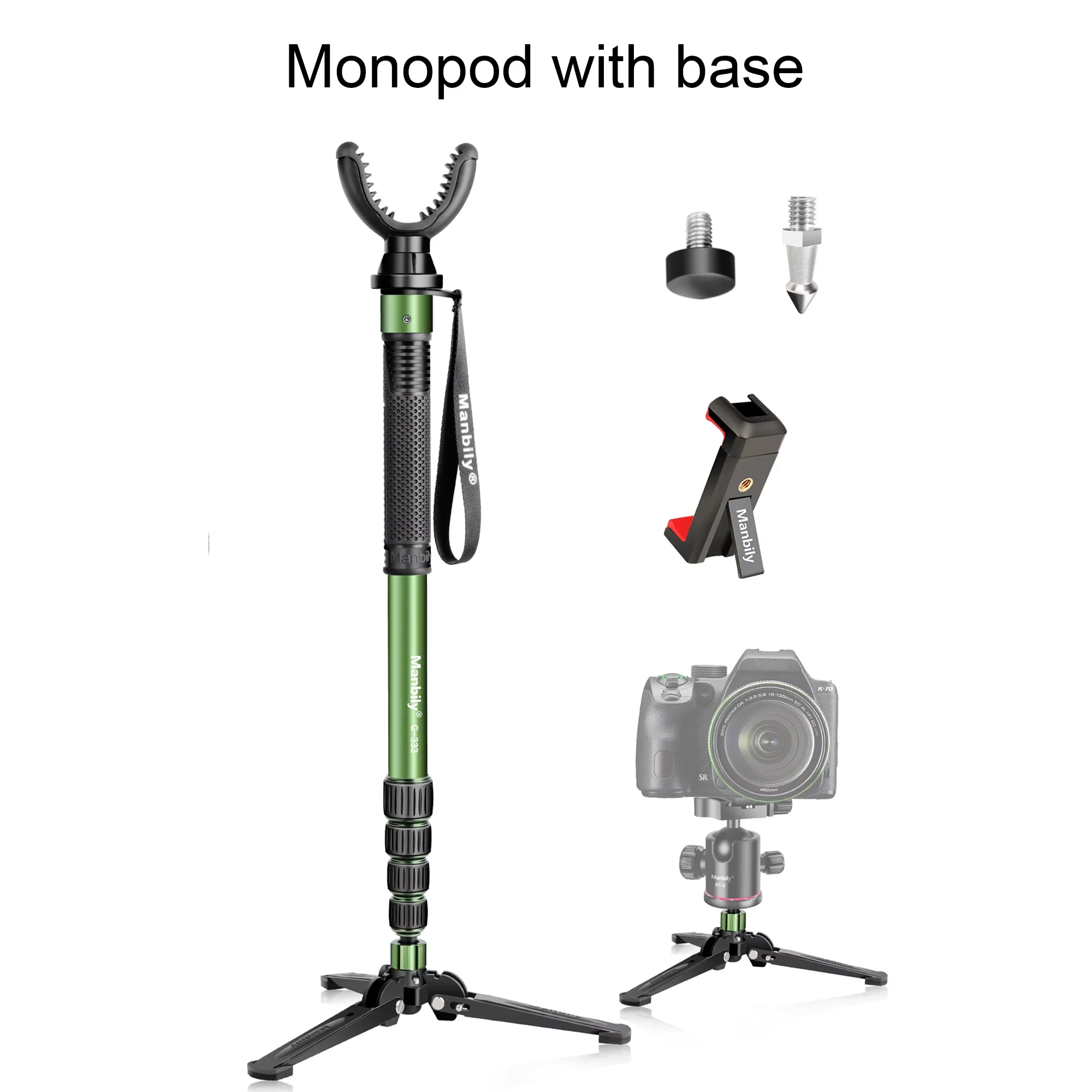 Manbily G-333 173cm Monopod do polowań, regulowana podpórka strzelecka z uchwytem U-Yoke, elastyczny statyw myśliwski do użytku na zewnątrz. — zdjęcie produktu 7