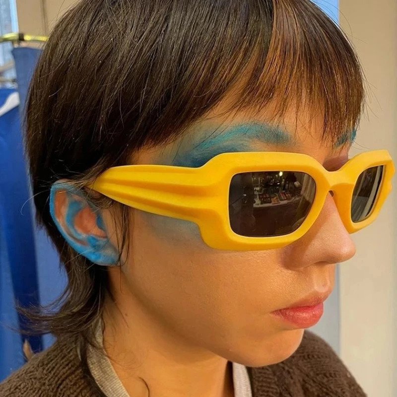 

Trendy Yellow Rectangle Sunglasses Women Brand Designer Big Acrylic Frame Red Square Sun Glasses Men Shades Eyewear Female UV400