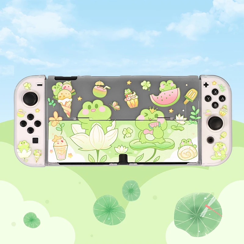 Cute Frog Funda Case for Nintendo Switch OLED Protective Case Hard PC Cover JoyCon Controller Gaming Accessories for Switch