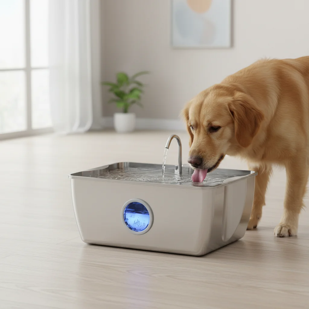 12L Stainless Steel Pet Water Fountain Ultra Quiet Automatic Dog Cat Water Dispenser Visible Window Auto Power Off USB Powered