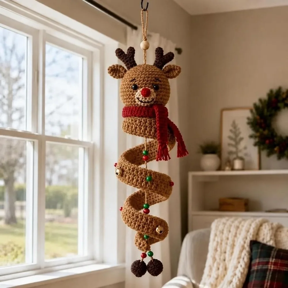 Beginner Friendly Christmas Crochet DIY Kit Hademade Yarn Project Snowman Spiral Ornament Making Kit Hanging