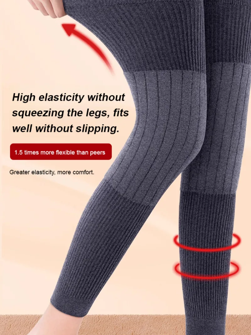 Ginocchiere invernali calde per uomo e donna, ginocchiere ispessite foderate in pile di lunghezza estesa, supporto elastico antiscivolo, per tutti i giorni