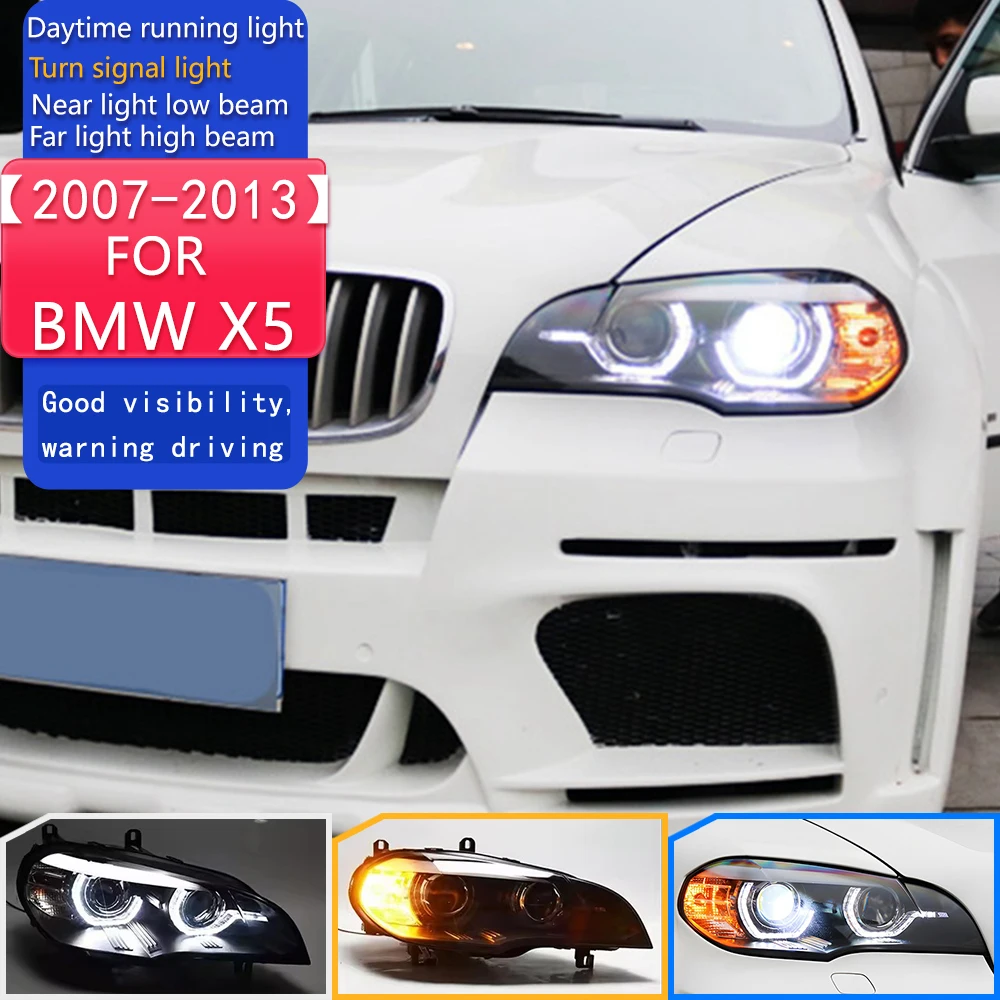 

Car Styling Head Lamp for BMW X5 Headlights 2007-2013 E70 LED Headlight Angel Eye DRL Signal Lamp Hid Automotive Accessories