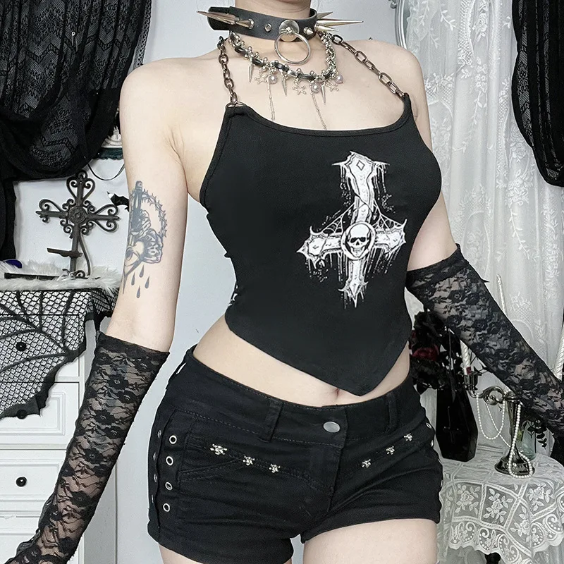 

Subcultural Chain Printed Tank Top Summer New Black Style Exquisite Versatile Tank Top