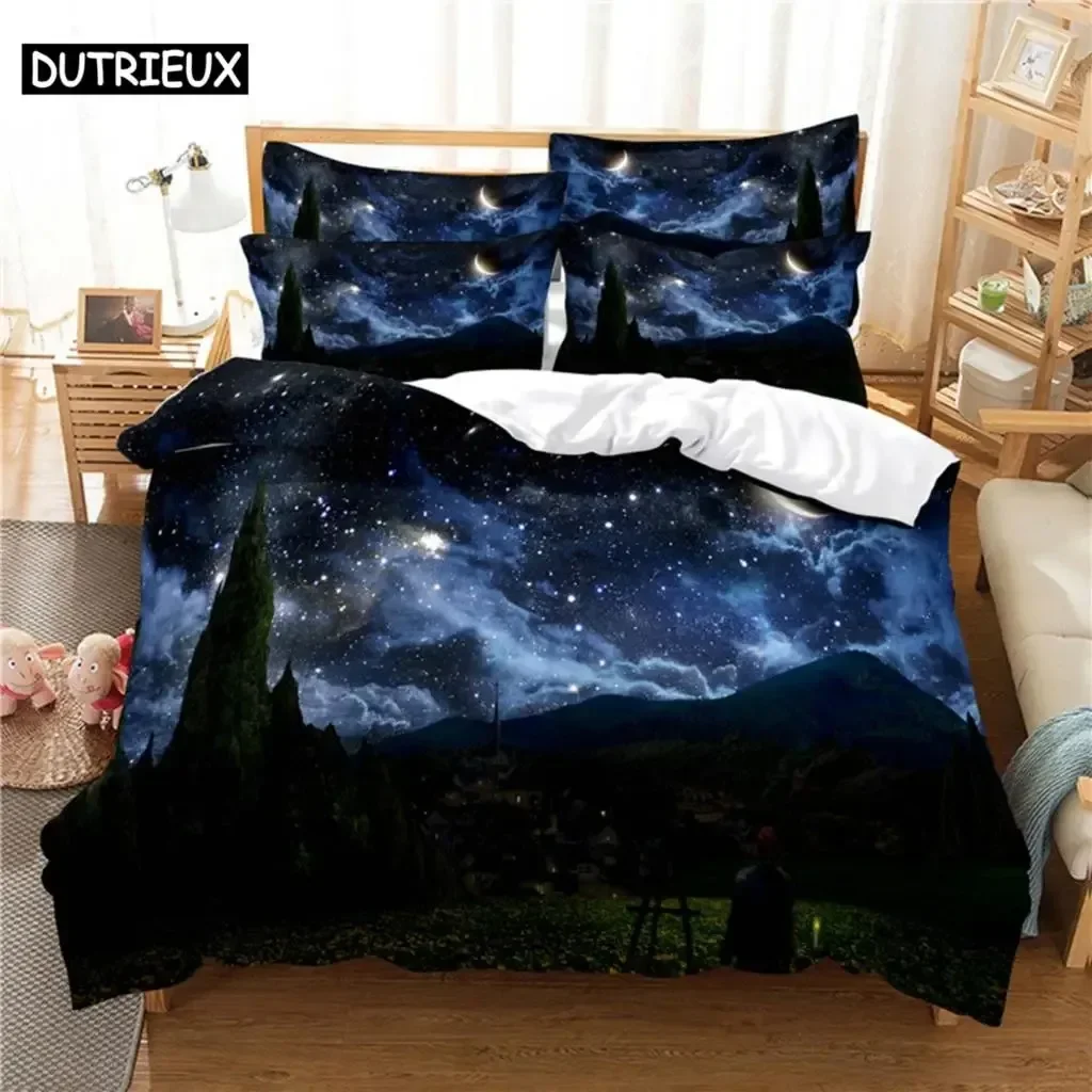 

Starry Night Comfortable Duvet Quilt Cover Pillowcase Bedding Set Children Bedroom Decoration Home Textile