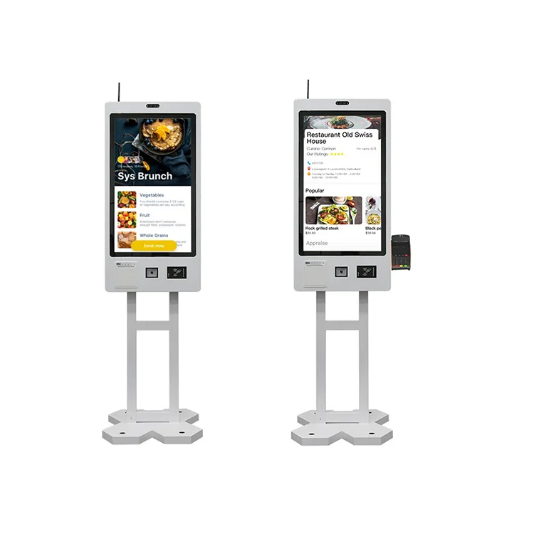 

Indoor Restaurant Ordering Payment Kiosk Touch Screen Android Self Service Ordering Machine with Ticket Printer Barcode Scanner